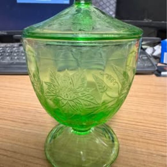 Depression Glass Candy Dish (Very Rare) - Picture 2 of 4